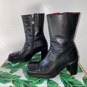 Tommy Hilfiger 90’s Black Leather Chunky Boots - image 1